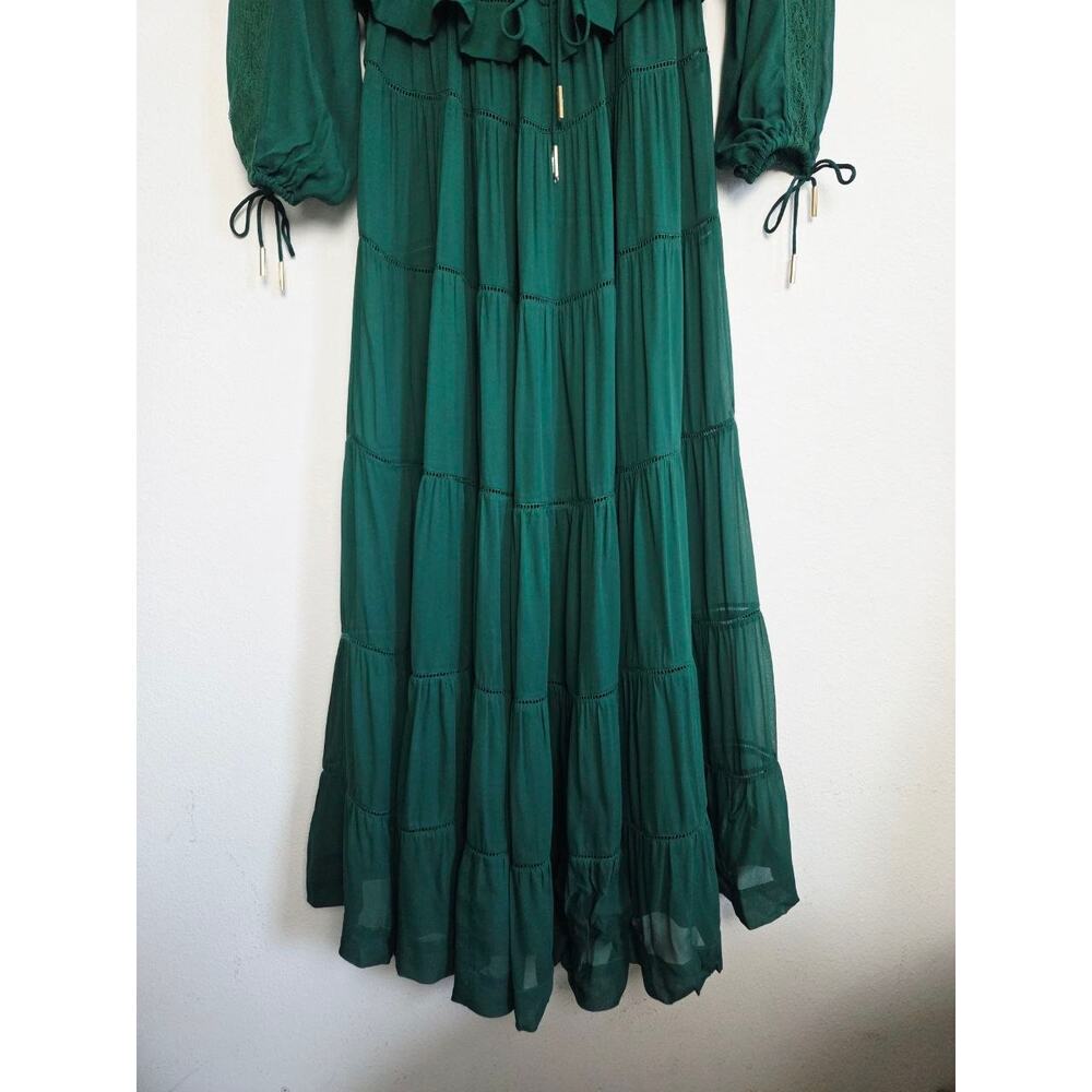 Zimmermann Deep Green Tiered Long Sleeve Maxi Dress. - Picture 8 of 12
